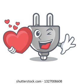 With heart isolated power plug in the mascot