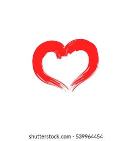 Heart isolated. Red sign on white background. Romantic silhouette symbol linked, join, love, passion and wedding. Colorful mark of valentine day. Design element. Vector illustration