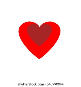 Heart isolated. Red sign on white background. Romantic silhouette symbol linked, join, love, passion and wedding. Colorful mark of valentine day. Design element. Vector illustration