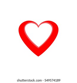 Heart isolated. Red sign on white background. Romantic silhouette symbol linked, join, love, passion and wedding. Colorful mark of valentine day. Design element. Vector illustration