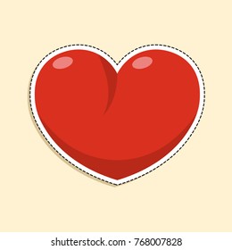 Heart isolated. Romantic symbol linked, join, love, passion and wedding. Template for t shirt, apparel, card, poster. Design element of valentine day.  Cartoon sticker in comics style with contour. 