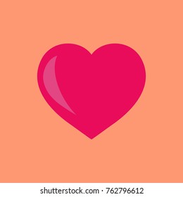 Heart isolated. Sign on orange background. Romantic symbol linked, join, love, passion and wedding. Template for t shirt, apparel, card, poster. Design element of valentine day. Vector illustration