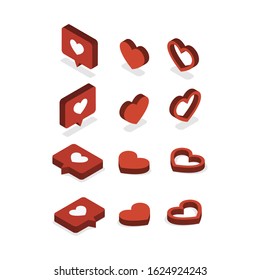 Heart isomatric vector. valentine symbol. 14 february heart