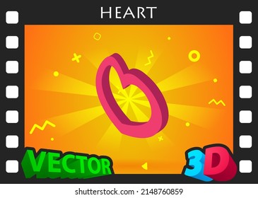 Heart isometric design icon. Vector web illustration. 3d colorful concept