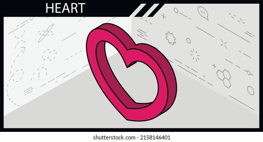 Heart isometric design icon. Vector web illustration. 3d colorful concept