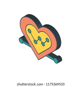 Heart isometric left top view 3D icon