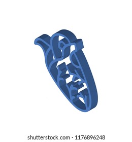 Heart isometric left top view 3D icon