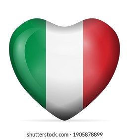 Heart Italy flag on a white background. Vector illustration.