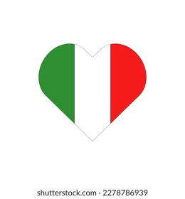 Heart with Italy flag. Vector isolated on white background.
