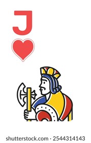 Heart Jack(J) Card for poker, casino game and for blackjack for Deck