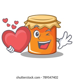 With heart jam mascot cartoon style