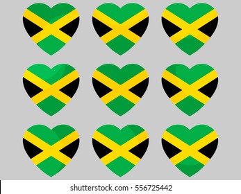 Heart with Jamaican flag. I love Jamaica. Vector illustration