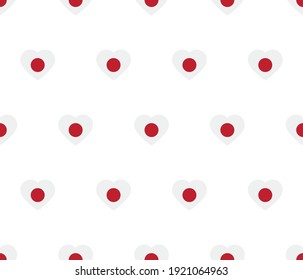 heart Japan flag seamless pattern.  Japan 
 flag texture vector 