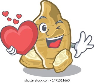 With heart jerusalem artichoke isolated in the cartoon