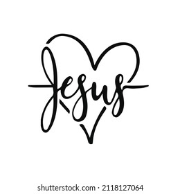  heart jesus calligraphy vector illustration svg eps