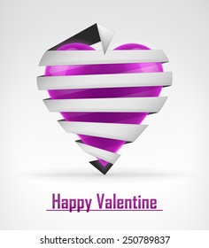 heart jewel covered in silver ribbon card concept text template love motive vector illustration