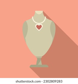 Heart jewelry dummy icon flat vector. Fashion bust. Earring elegance