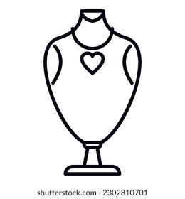 Heart jewelry dummy icon outline vector. Fashion bust. Earring elegance