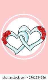 Heart jewelry valentine pair cartoon illustration