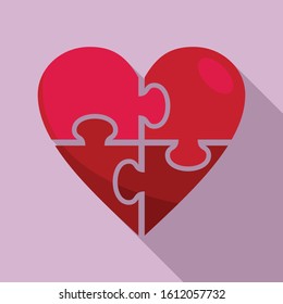 Heart jigsaw icon. Flat illustration of heart jigsaw vector icon for web design