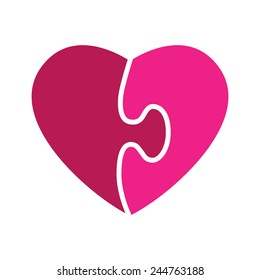 Heart jigsaw icon, valentine's day, vector illustration