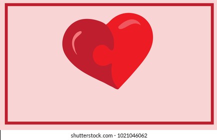 The heart jigsaw puzzle, valentines day card. (vector)