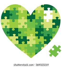 Heart jigsaw puzzle in vector format.