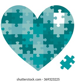 Heart jigsaw puzzle in vector format.