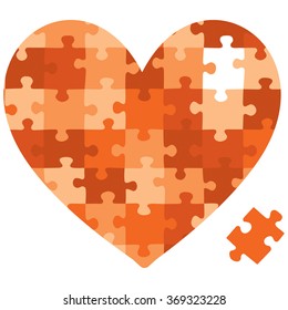 Heart jigsaw puzzle in vector format.