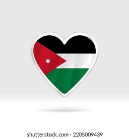 Heart from Jordan flag. Silver button star and flag template. Easy editing and vector in groups. National flag vector illustration on white background.