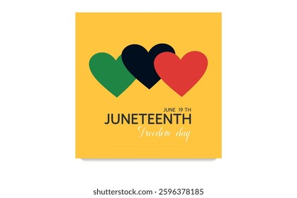 Heart. Juneteenth Freedom Day. Colorful Banner for Celebrating June 19th. Square format for social media posts