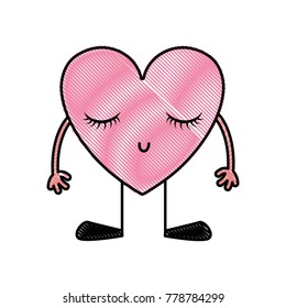 heart kawaii with arms and legs to love symbol