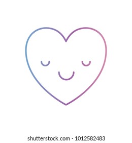 heart kawaii in calm expression in degraded blue to purple color contour