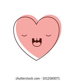 heart kawaii in frightened expression in watercolor silhouette