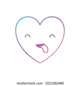 heart kawaii in funny expression with closed eyes in degraded blue to purple color contour