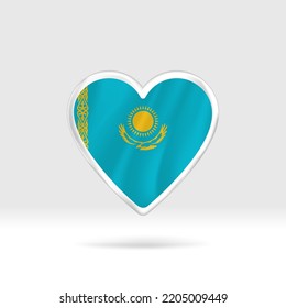 Heart from Kazakhstan flag. Silver button star and flag template. Easy editing and vector in groups. National flag vector illustration on white background.