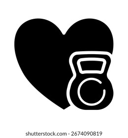 Corazón con kettlebell - icono de Vector