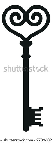 Heart key black icon. Romantic symbol. Love security