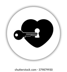 heart with key  - black vector icon
