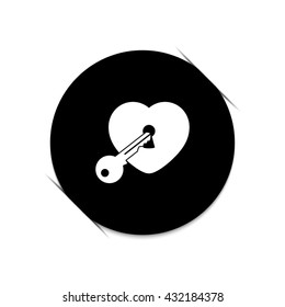 heart with key  - black vector icon