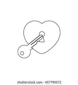 heart with key  - black vector icon