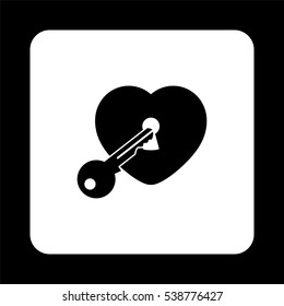 heart with key  - black vector icon