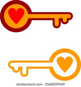 heart key color and lines vector cion