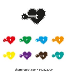 heart with key - color vector icon