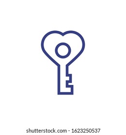 Heart key design of love passion romantic valentines day wedding decoration and marriage theme Vector illustration