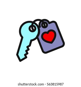 heart key icon illustration isolated vector sign symbol