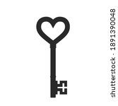 heart key icon. valentines day design element. love symbol. isolated vector image