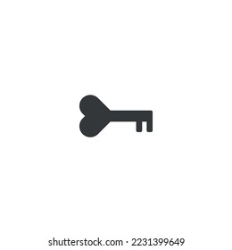Heart key icon for valentines day design. Love symbol. 