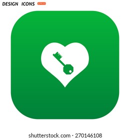 heart and key. icon. vector design