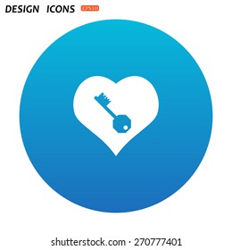 heart and key. icon. vector design